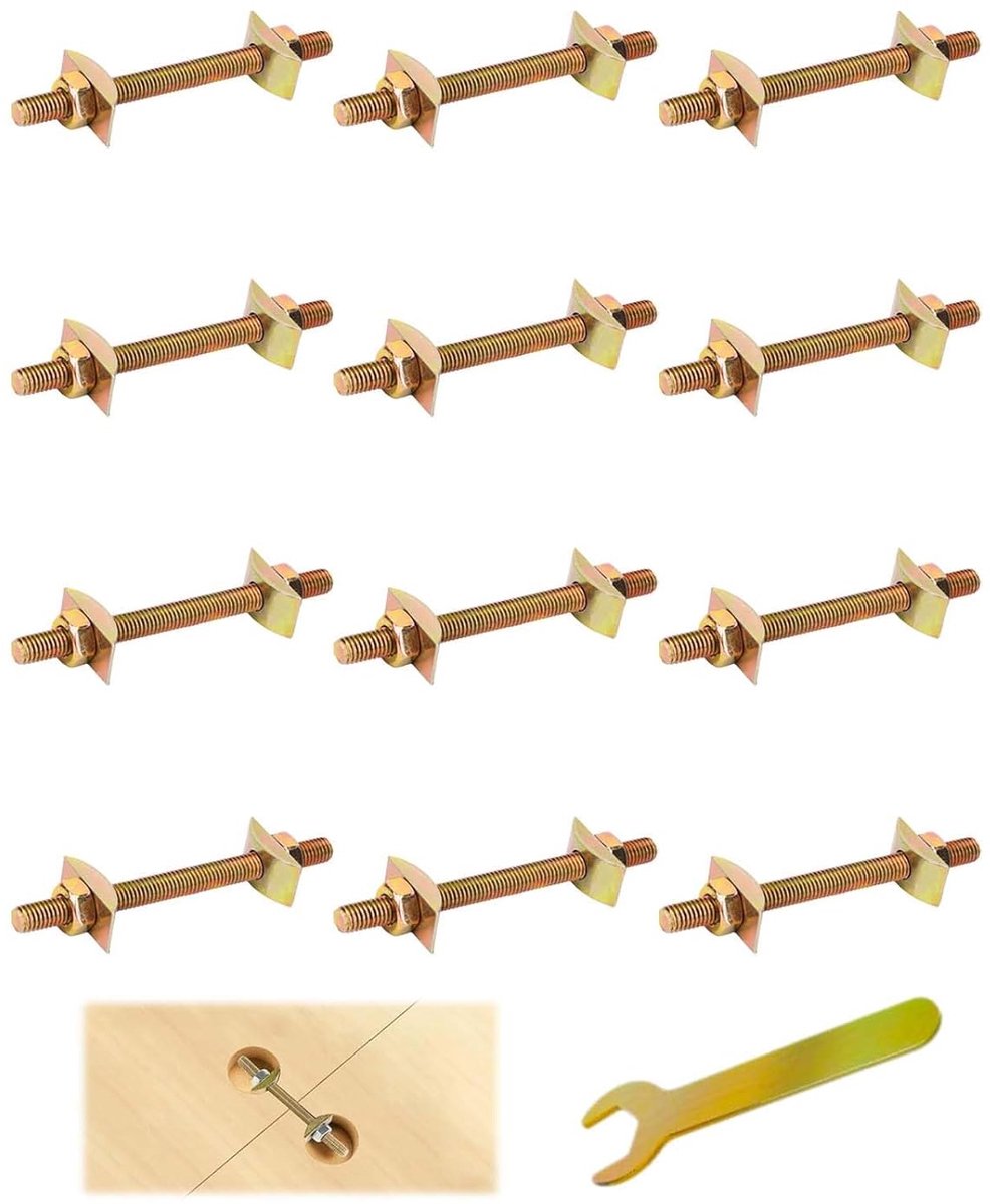 M8 x 100mm meubelverbinders - 12 sets met moersleutel - hoogwaardig materiaal - eenvoudig te installeren - ShopVlot