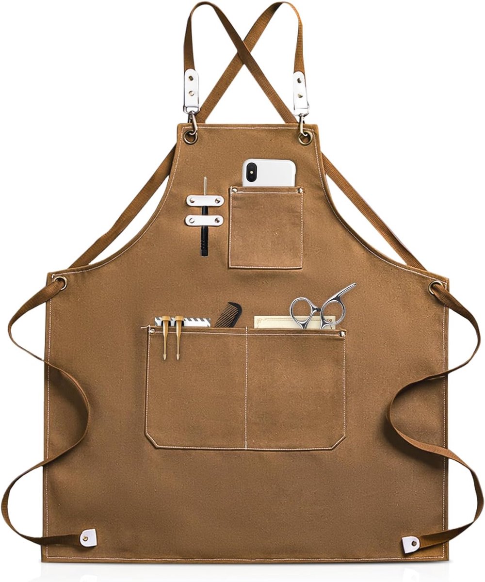 Werkschort voor mannen/vrouwen - One size - Bruin/geel-bruin - Perfect voor tuin en keuken - ShopVlot