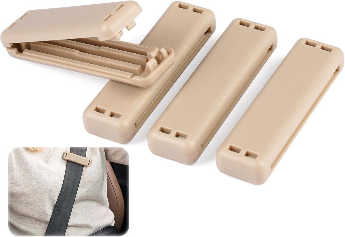 Veiligheidsgordelversteller 4 Stuks - Wit - Hoogwaardige ABS Gordelclip - Vermindert Wrijving en Verhoogt Comfort - ShopVlot