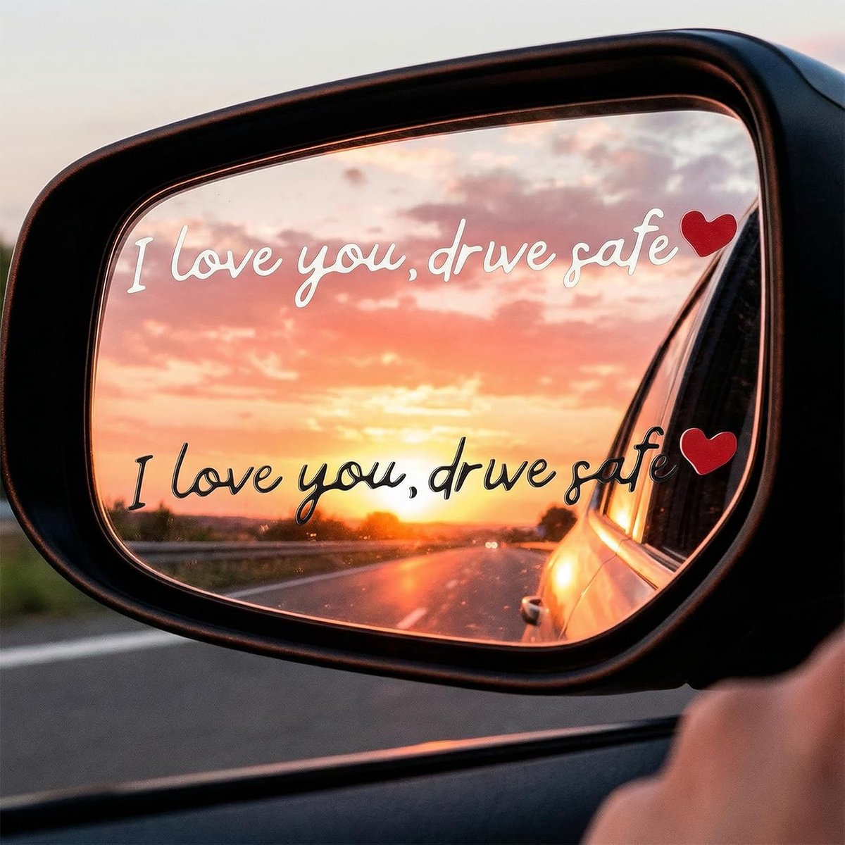 spiegelstickers 6 stuks - kunststof - I love you rijden voorzichtig - opvallende autodecoratie - ShopVlot