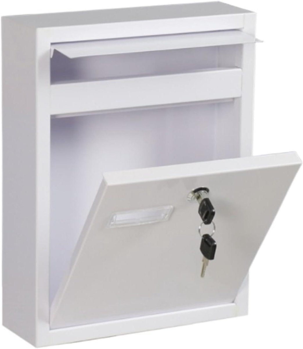 Brievenbus Wandmontage - Postbus Dropbox - Post Ontvangen - Afsluitbaar Met Sleutel - 32x24x8cm - Wit