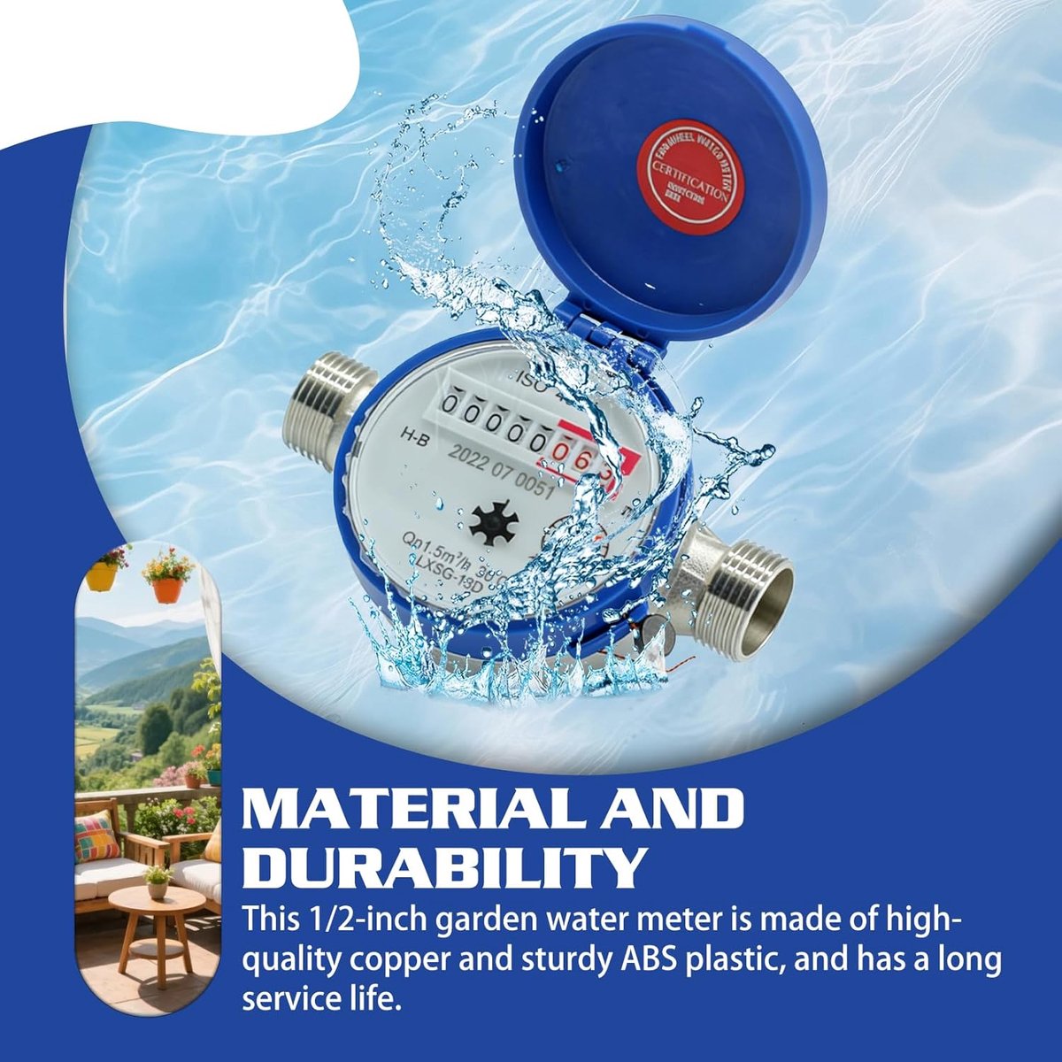 Watermeter 1/2 Inch - Hoogwaardige koperen en ABS kunststof - Accuraat en duurzaam - Voor tuin en huishouden - ShopVlot