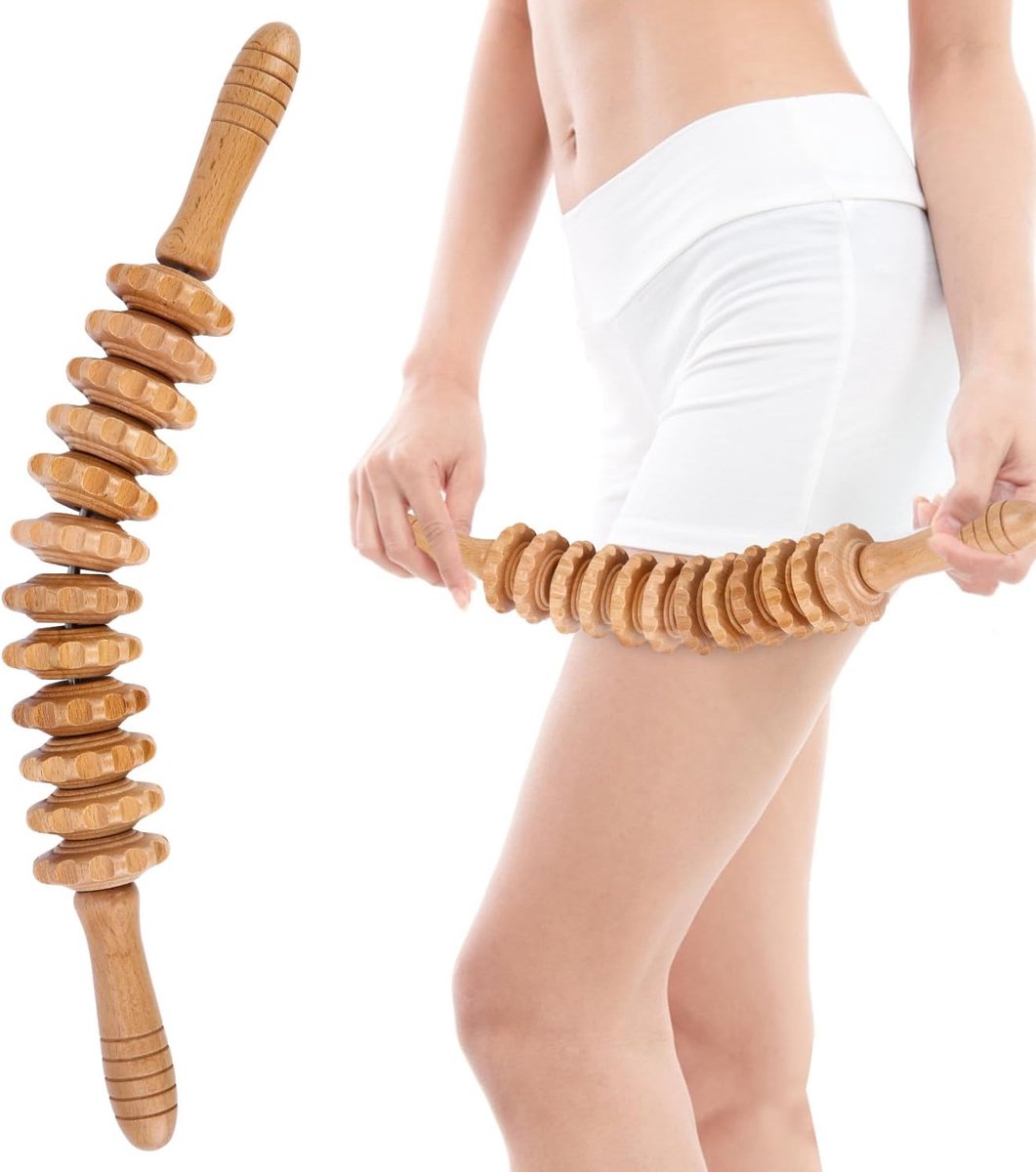 Fasciarol houten massageroller - premium beuken - voor spierontspanning - Gua Sha-massage - ShopVlot