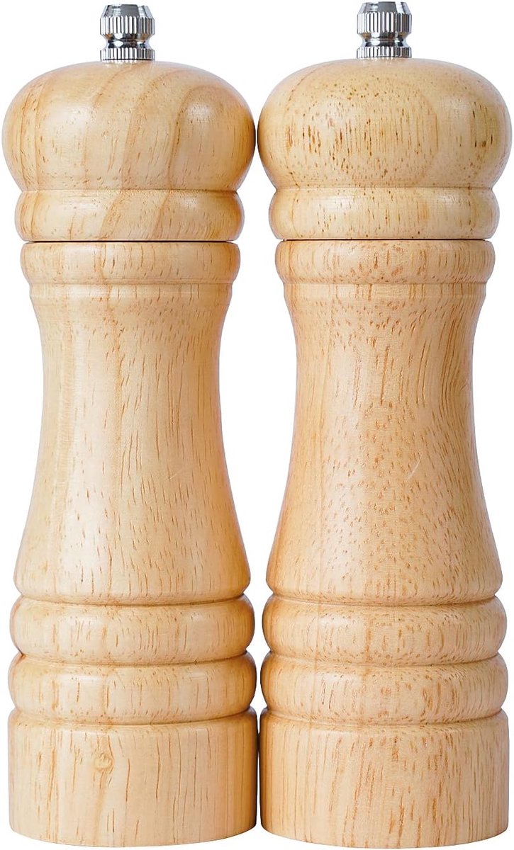 Pepermolen en Zoutmolen, Harde & Verstelbare Keramische Molen, Rubber hout, 16,5cm Hoogte