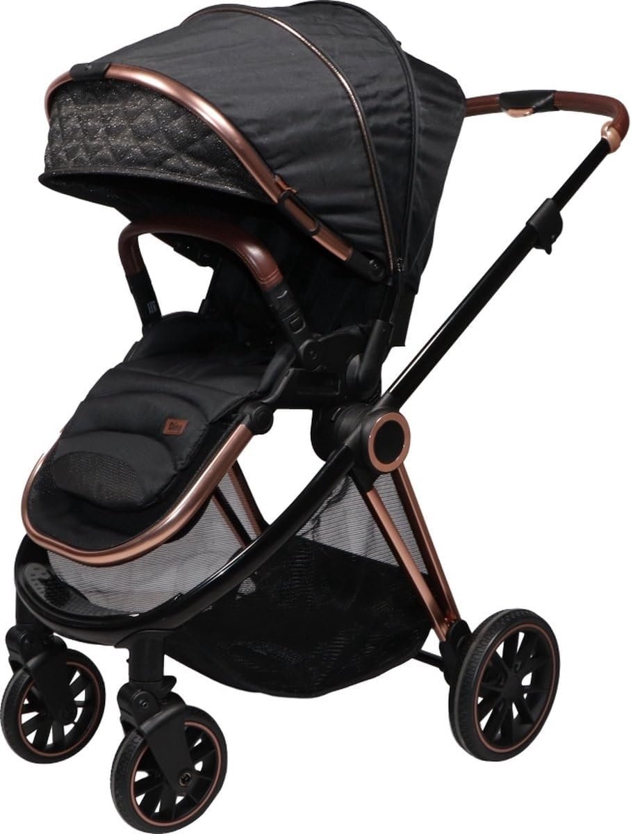 Buggy Fenix Black/Roze - Aluminium - Luxe Eco-leder - Geschikt vanaf de geboorte - SnelShoppen