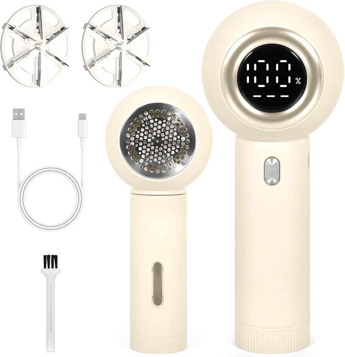 Anti-pilling scheerapparaat LCD-display, 2000 mAh oplaadbare type-C-kabel, 3 instelbare snelheden, pluizensnijder met 6 mesjes, met 2 vervangbare messen, ideaal voor kleding, meubels