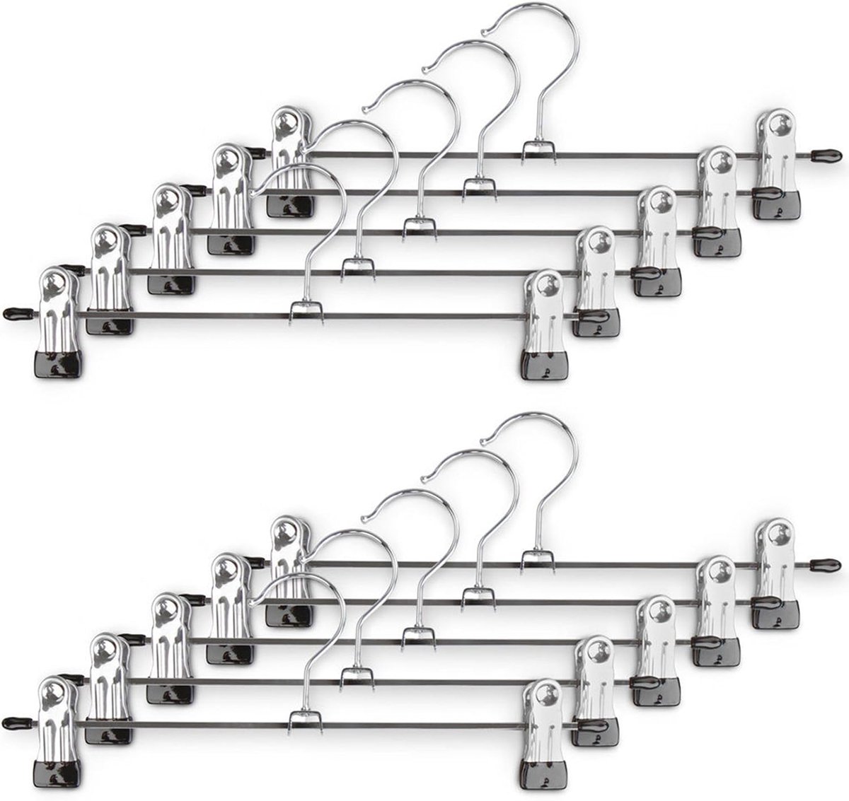 Kleerhangers met klemmen, 10/20/30/50/100 stuks, antislip, voor broeken, rokken, sokken (zilverkleurig, 10 stuks)