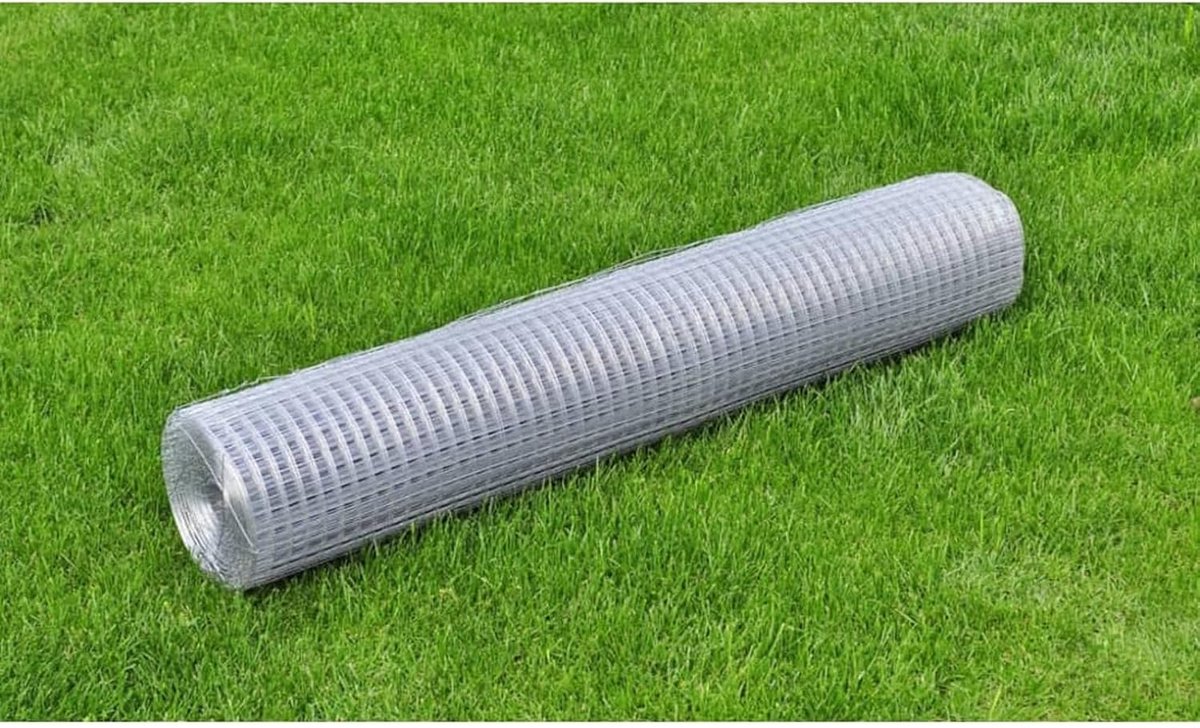 Gaashek verzinkt staal 25m zilver 19x19mm voor tuinhek en wildbescherming
