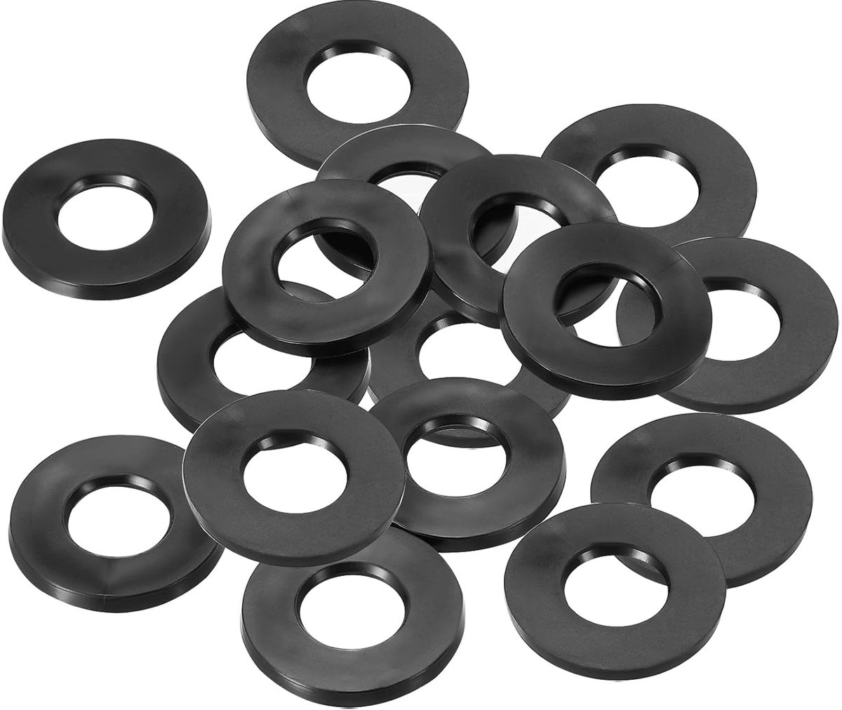 M10 Rubberen sluitringen, rubberen afdichting, rond, 16 stuks, 10 mm ID, 20 mm OD, 3 mm dik, platte sluitringen, set, afdichtingsrubber voor kraanbuis, bevestigingsschroef, zwart