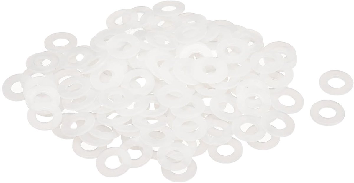 120 stuks M6 nylon platte afdichtingen, 6 mm ID, 12 mm OD 1,5 mm dik, sluitringen, kunststof blad-afdichting, bevestigingsmiddel, afdichtafstandhouder, ring, wit