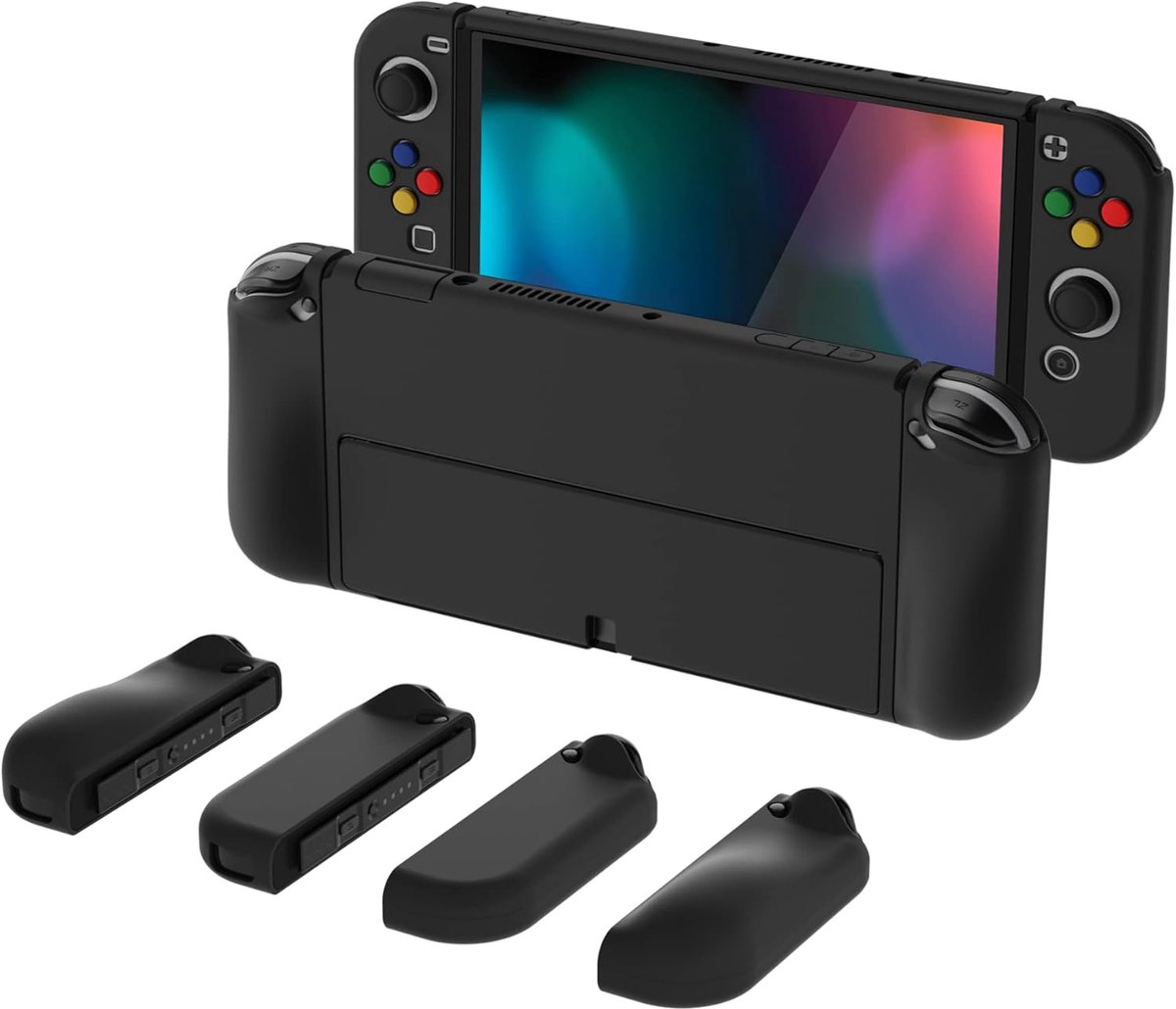 Beschermende Case Cover voor Nintendo Switch OLED - AlterGrips Dockable Hard Shell met Ergonomische Grip Cover, Inclusief Duimgreep Caps & Knop Doppen