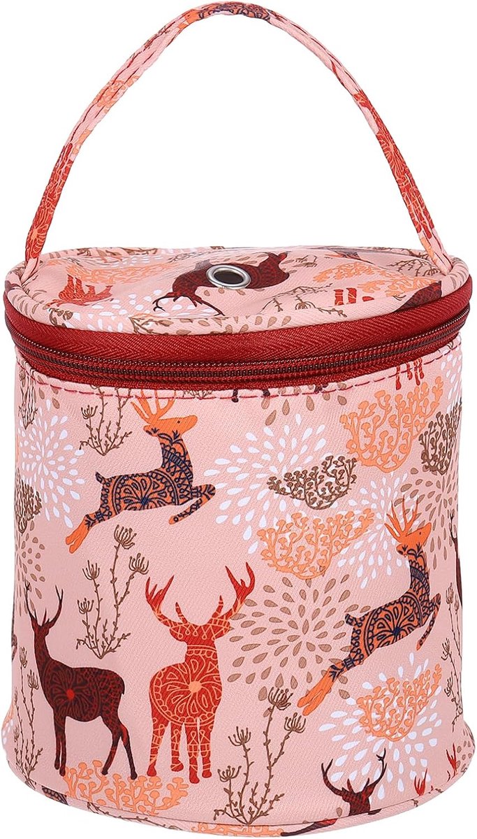 Gehaakte tas, kleine mini-garenopbergorganizer voor breien accessoires en benodigdheden bolletjeshouder voor haken, herten patroon oranje