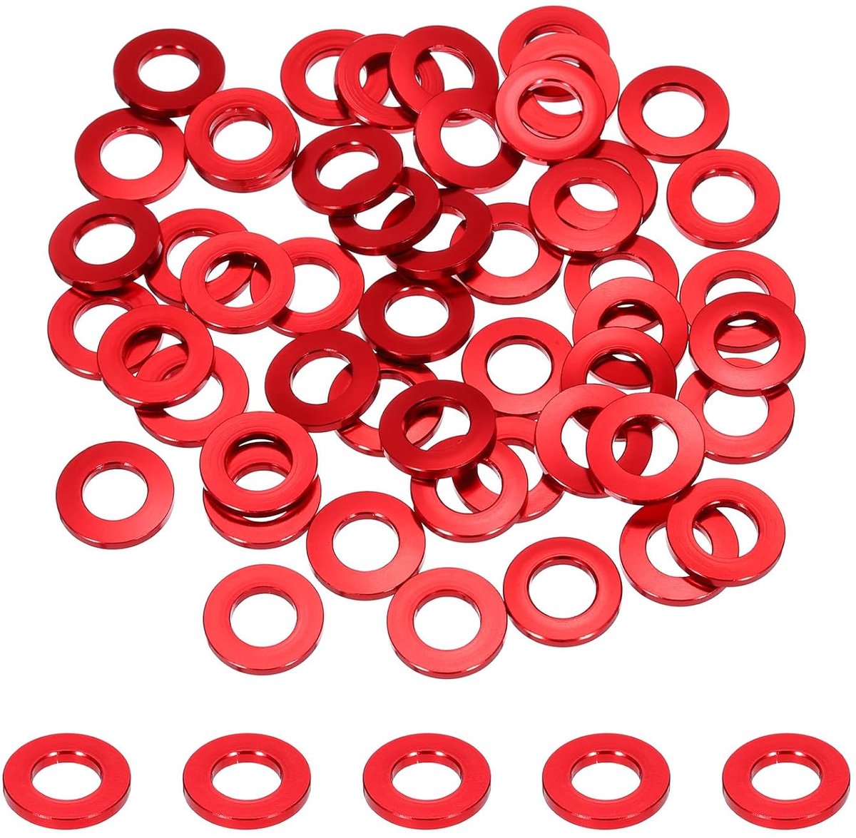 Platte sluitringen van aluminium, geanodiseerde verzonken schijf, gatdiameter 8 mm/0,31, ronde sluitringen voor RC/FPV/PC/mechanische drones, modelonderdelen (rood)