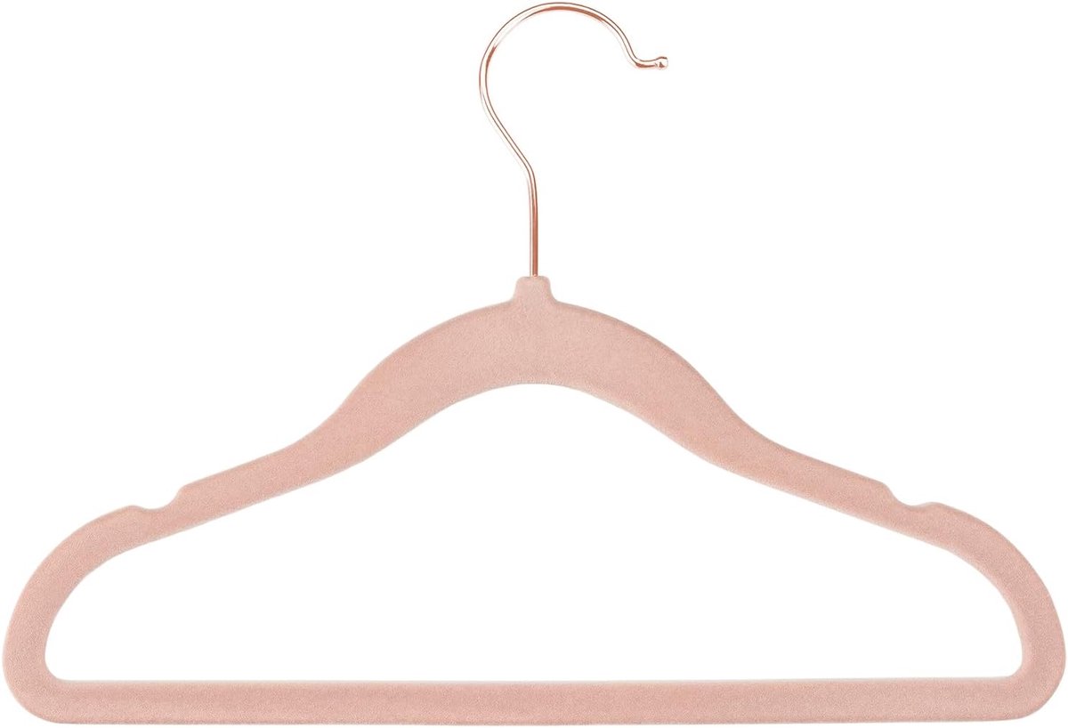 30-pack kinderhangers fluweel antislip draaibaar roségoud poederroze