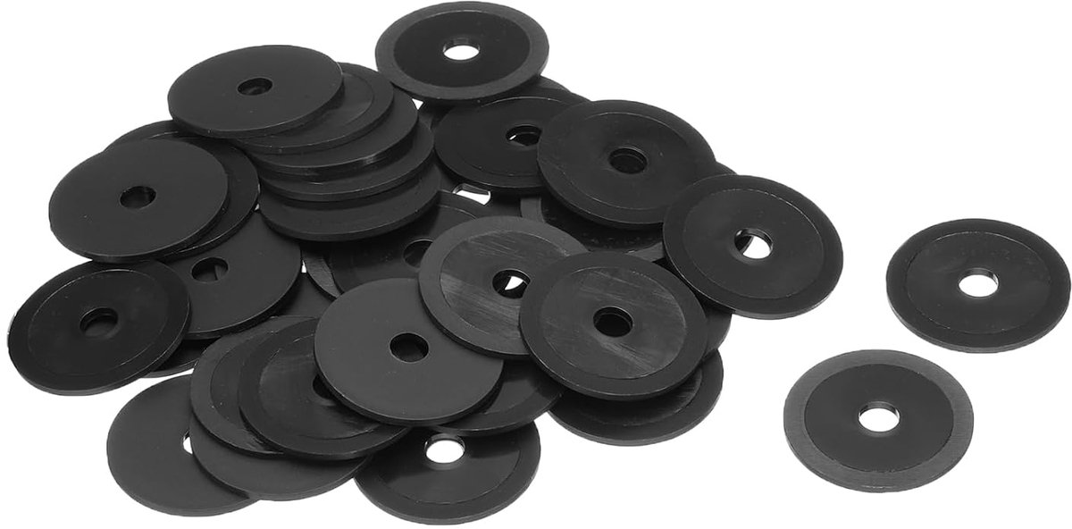 Platte afdichtingen, 8 mm ID 40 mm OD 2 mm dik, sluitringen, kunststof plaat, afdichting, bevestigingselement, afdichtingsring, zwart