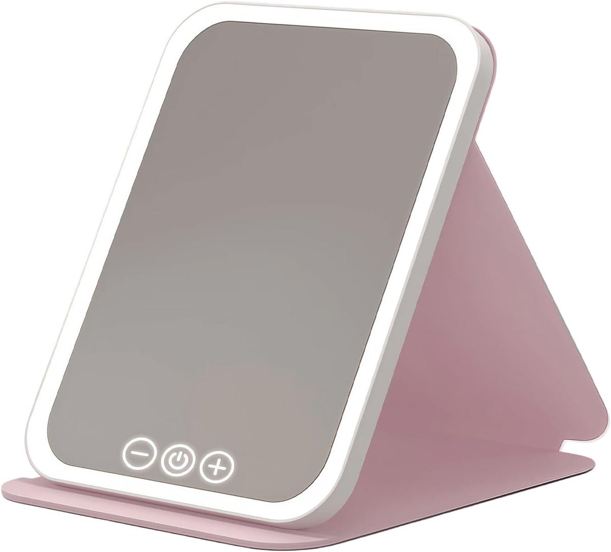 Cosmeticaspiegel met Verlichting 3 Lichtmodi Traploos Dimmen, Make-up Spiegel met 10X Vergroting LED Spiegel, Type-C Oplaadbaar 17.5x23cm, Reizen Thuis Badkamer, Opvouwbaar Ontwerp