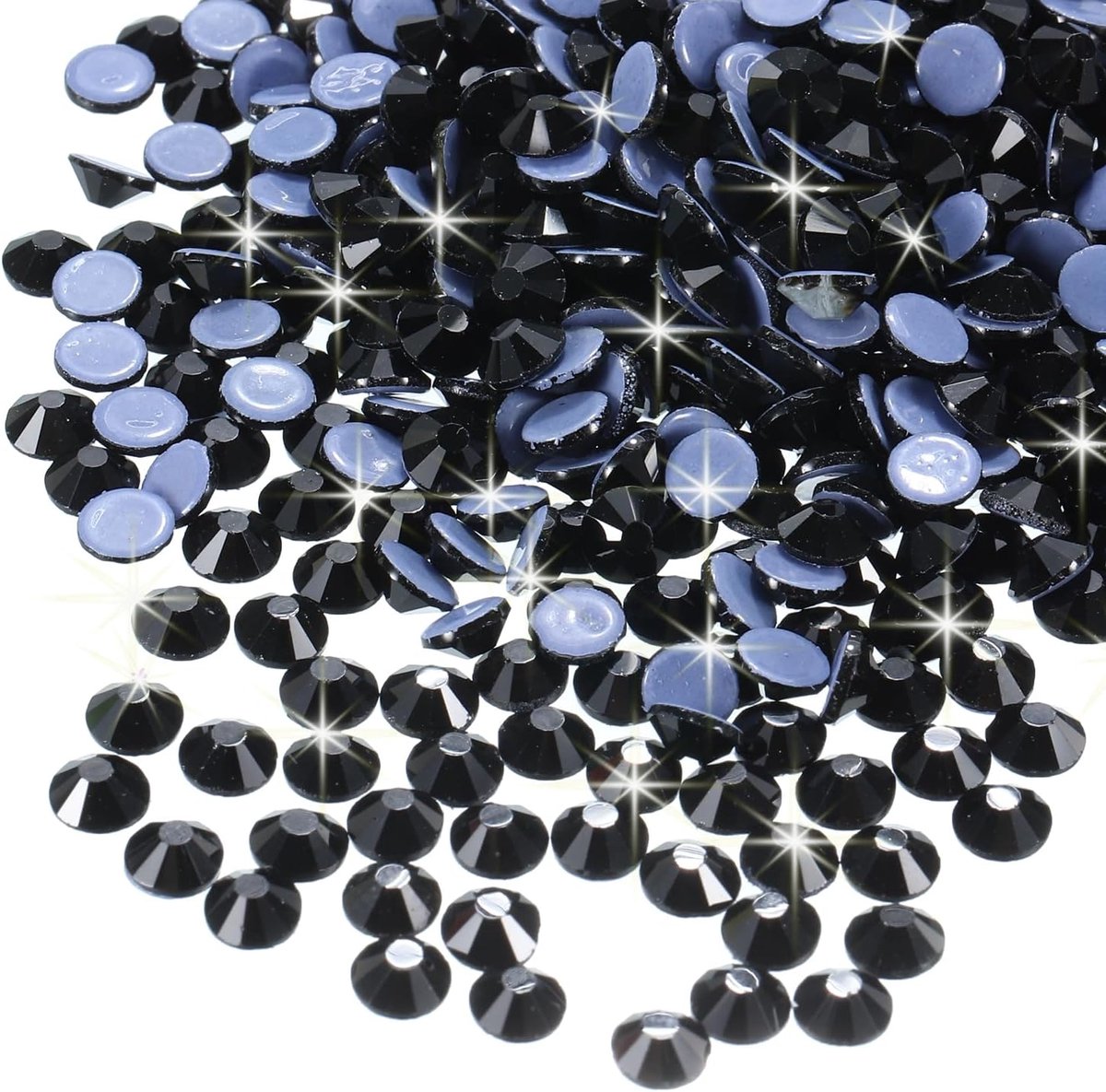 2880 stuks hotfix strass platte rug kristalglas edelstenen kunst strass steentjes voor knutselen, kleding doe-het-zelf decoratie (SS6 2 mm, zwart)