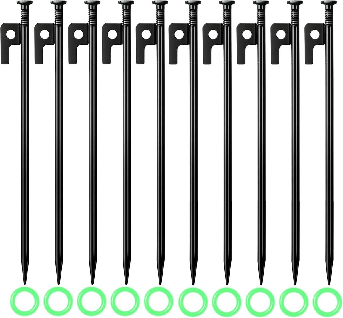 10 stuks grondankers, grondanker, 35 cm, haringen, stabiele metalen haringen, tentharingen, stormbestendig, voor buiten, voor camping, outdoor, wandelen, kamperen en wandelen
