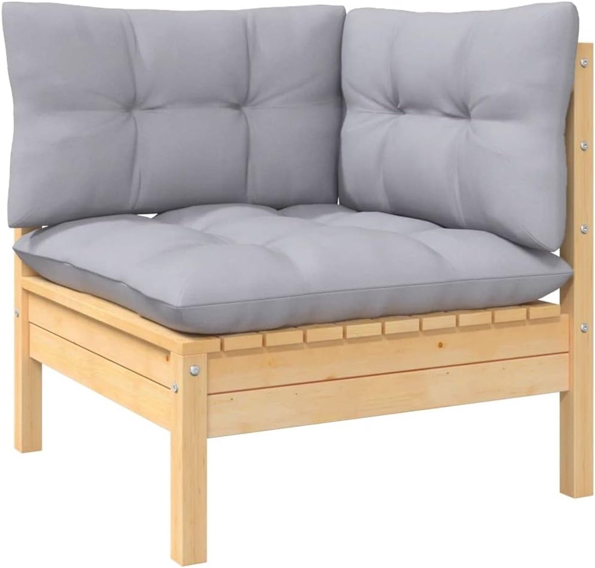 Tuinloungeset 10-delig - Massief grenenhout - Grijze kussens - Perfect voor ontspanning - SnelShoppen