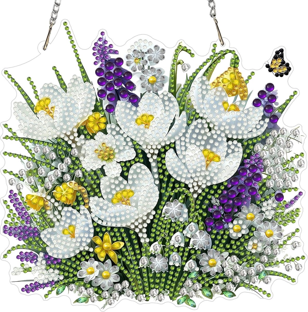 Hangende diamantkunstkits voor volwassenen, lentebloemen, 5D speciale vorm, diamantschilderij, lentebloemen, hangset, kristallen steentjes, kristallen kunstschilderij voor huisdecoratie