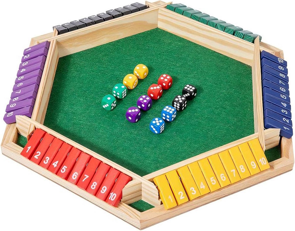 The Box, bordspel van klassiek hout met 12 dobbelstenen | 2-6 klassiek dobbelspel op tafel, wiskundig speelgoed voor kinderen, voor ouders en kinderen, feest, bar en thuis
