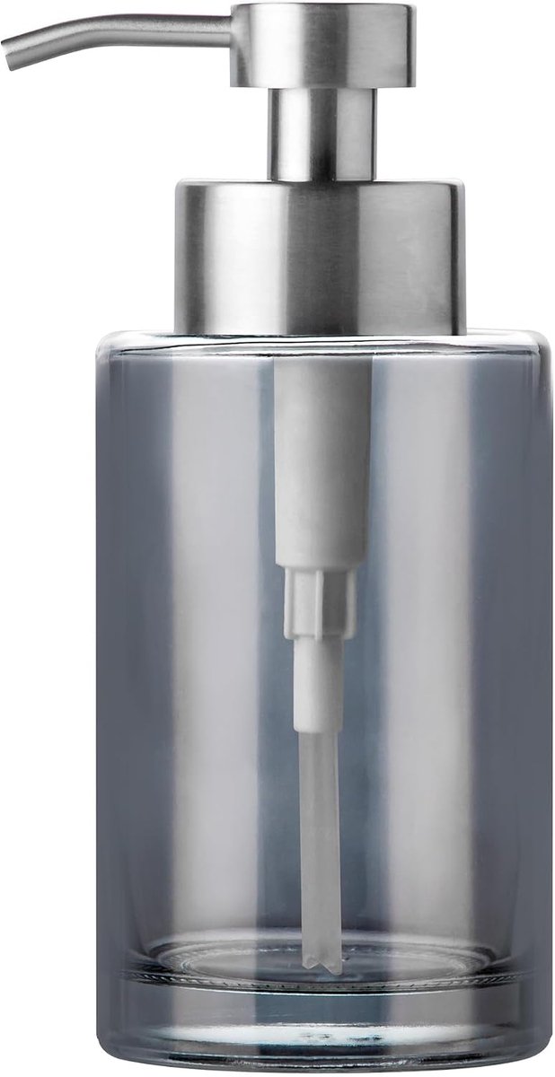 Glazen zeepdispenser, 340 ml, zilver, met roestvrijstalen pomp, navulbaar | Dik glas met roestvrijstalen pomp, elegant design en brede opening voor het bijvullen van zeep, lotion en afwasmiddel.