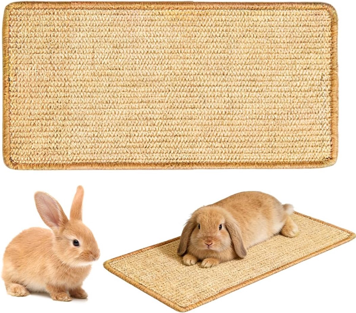 Mat van natuurlijke sisal voor kleine dieren met zelfklevende onderkant, 20 x 40 cm, voor konijnen en hamsters, voor het krabben, knabbelen en rusten van konijnen om uit te rusten, nest en te