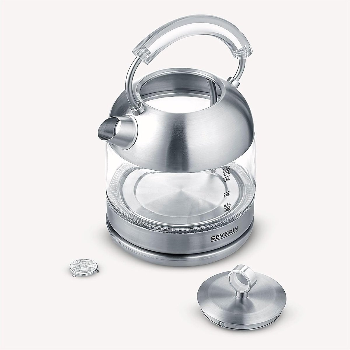 SEVERIN WK 3459 Glazen Waterkoker Retro 1,7L – 2400W – Zwart/RVS