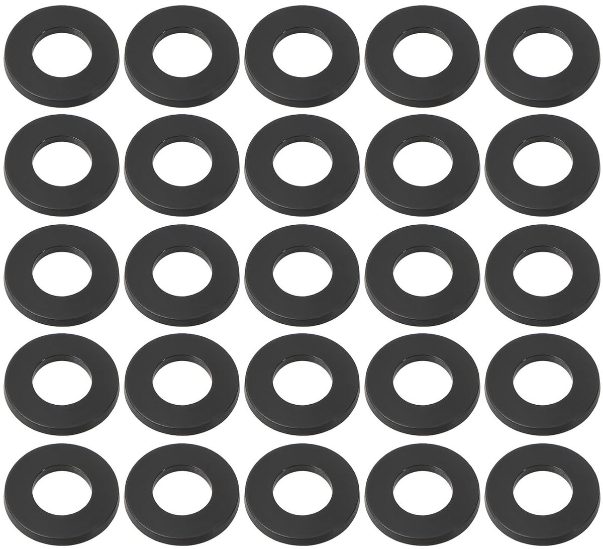 Platte sluitringen, M8, 25 stuks, grote sluitringen, roestvrij staal, A2, V2A, carrosserieringen, zwart, roestvrije metalen schijven voor schroeven, moeren en schroefdraadstangen