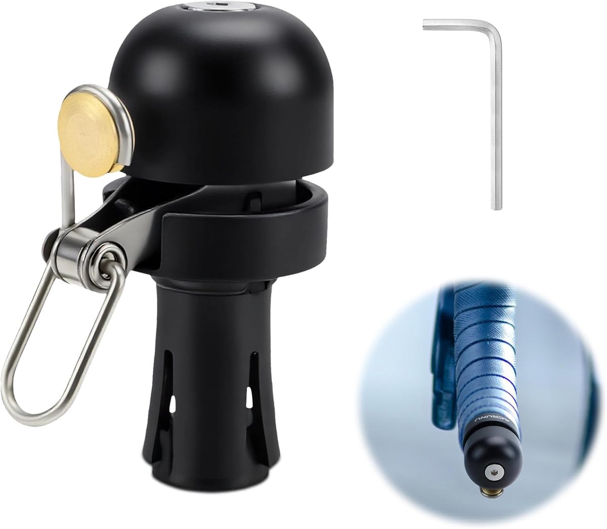 Luid, kleine fietsbel, 80 dB, voor 22,2 mm stuur, koperlegering, roestbescherming, fietsstuurstekker, fietsaccessoires