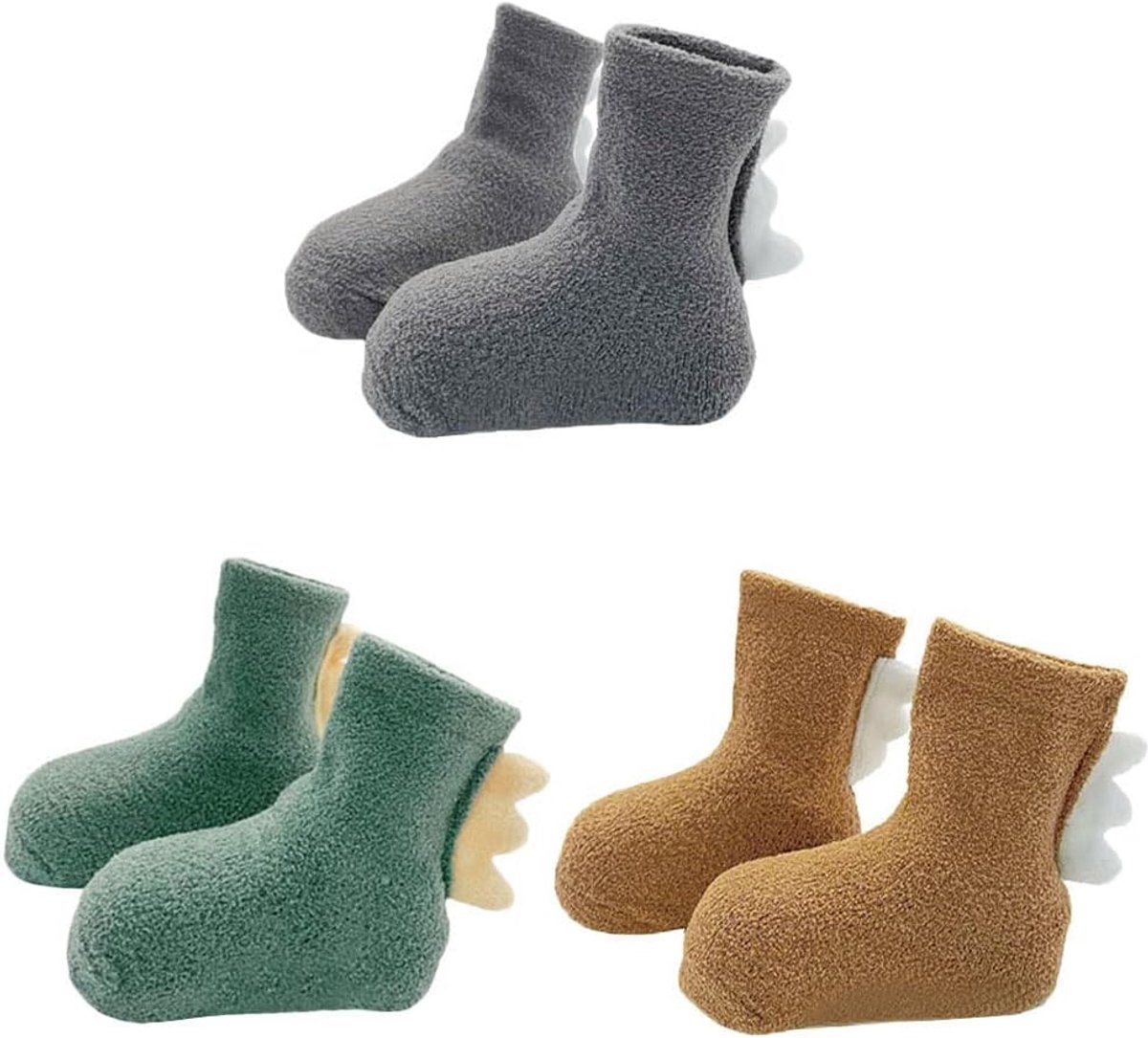 Sokken met anti slip grip jongens meisjes dikke thermische sokken 3D dinosaurus