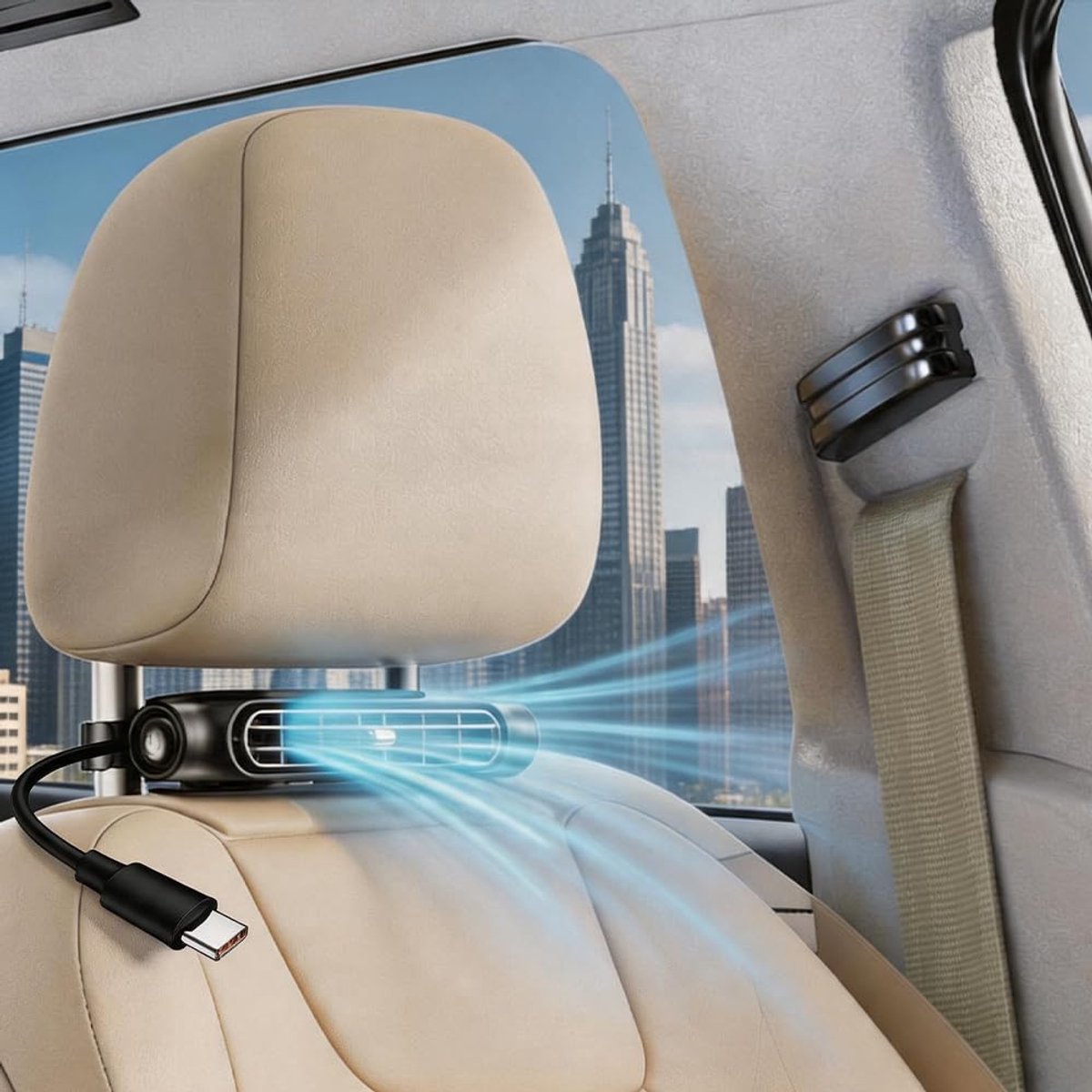 USB-autoventilator - compact - krachtig - ideaal voor onderweg - SnelShoppen
