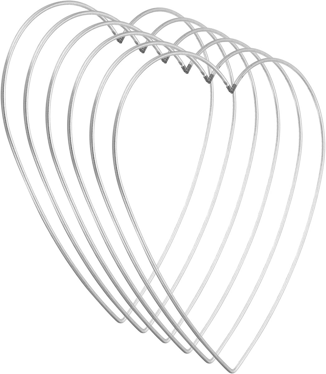 Dromenvanger ringen, 6 stuks metalen hartvormige macramé krans bloemen ring hoepel voor kerstdecoratie thuis auto doe-het-zelf handwerk bruiloft muur opknoping decoraties, zilver