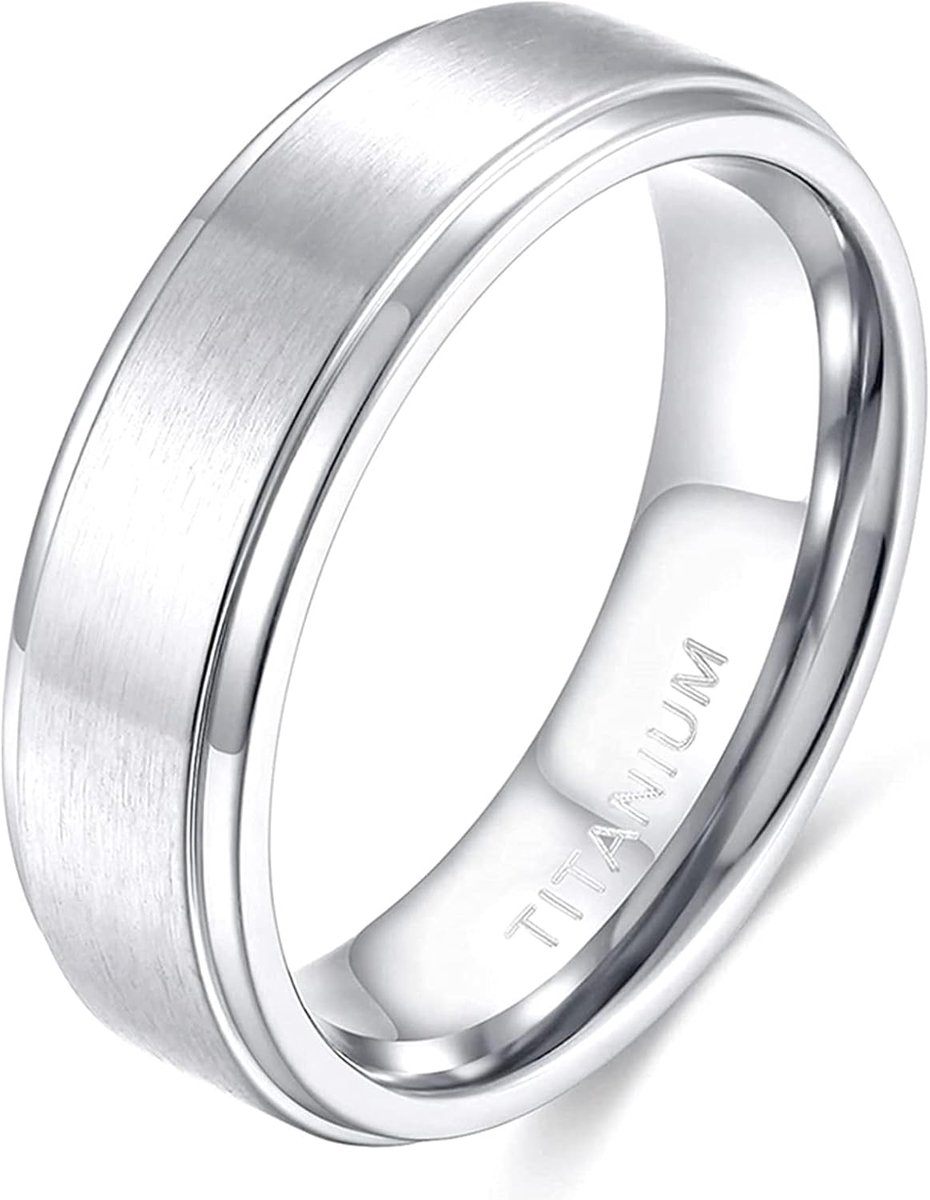 Ring voor heren en dames, titanium, verlovingsring, trouwring, zilver geborsteld, 4 / 6 / 8 mm