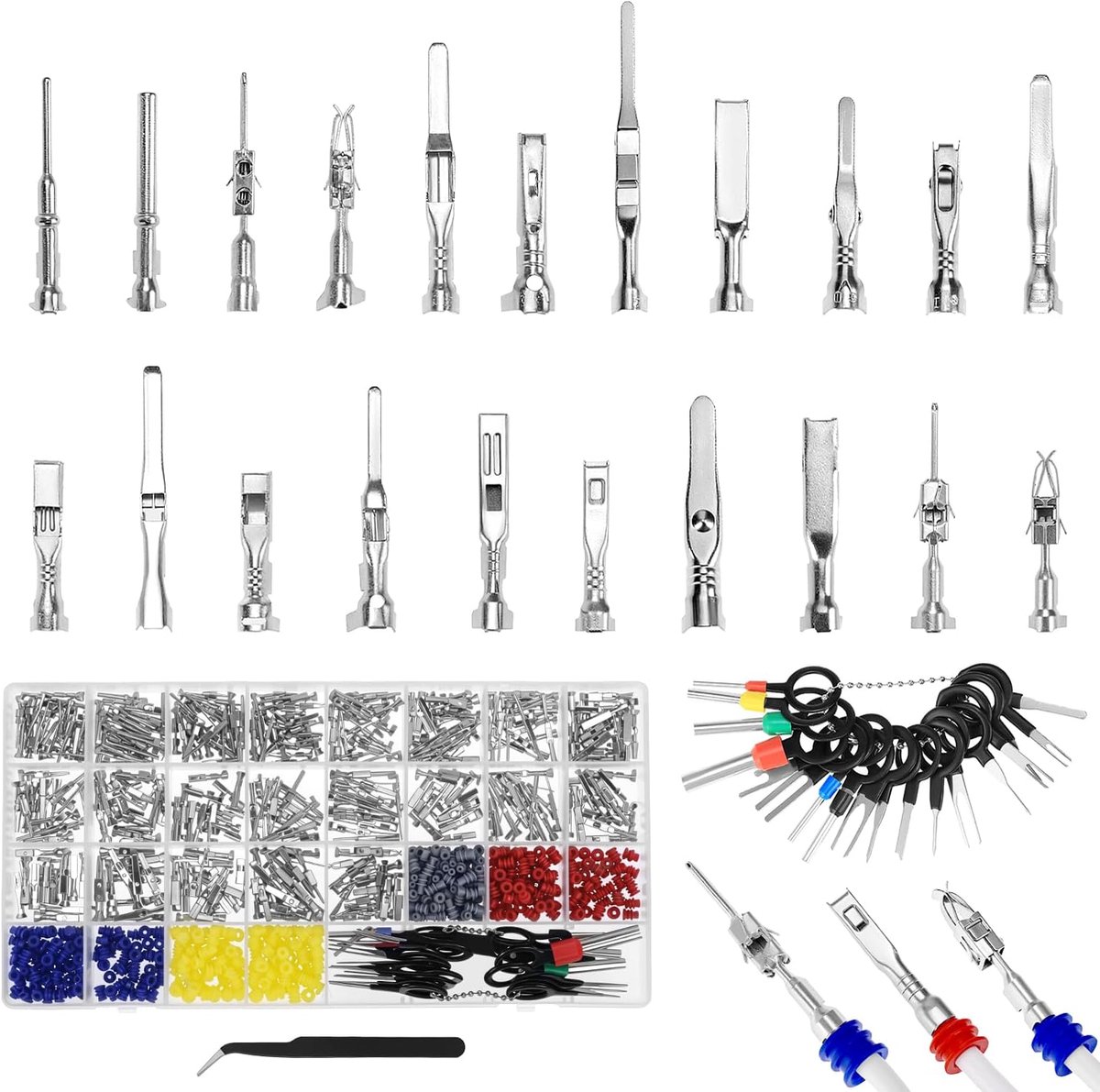 Kfz Plug Pins Set 813 Stuks - Geperste Terminal Pins voor 1-3,5 mm Kabelverbindingen - Inclusief Naaldtrekker - SnelShoppen