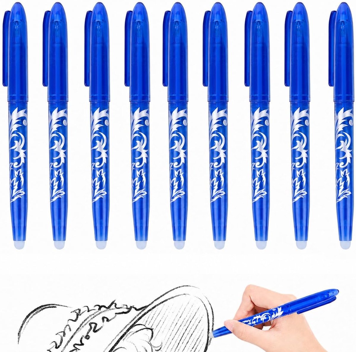 Uitwisbare balpen 0,5 mm - 9 rollerbalpennen - blauwe inkt - ideaal voor school en kantoor - SnelShoppen