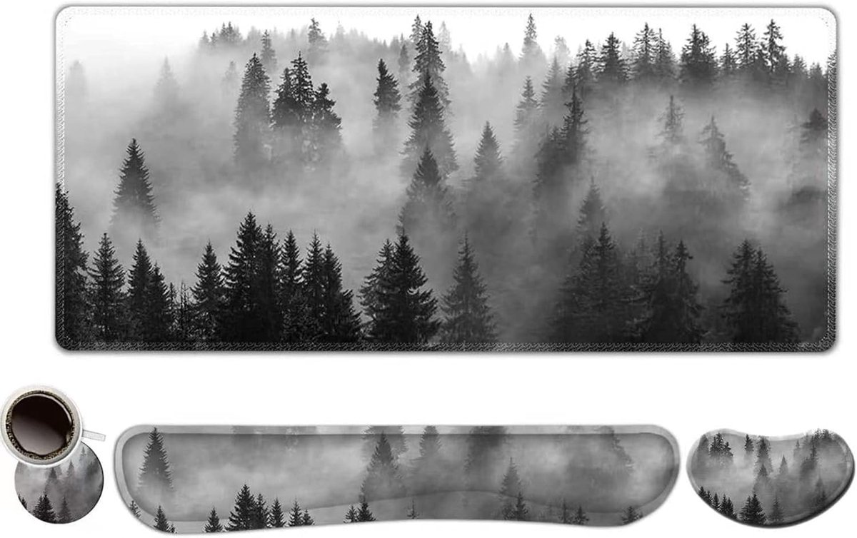 Gaming Muismat Set - Ergonomisch met Geheugenfoam - Misty Jungle - Comfort voor thuiswerk en gaming - SnelShoppen