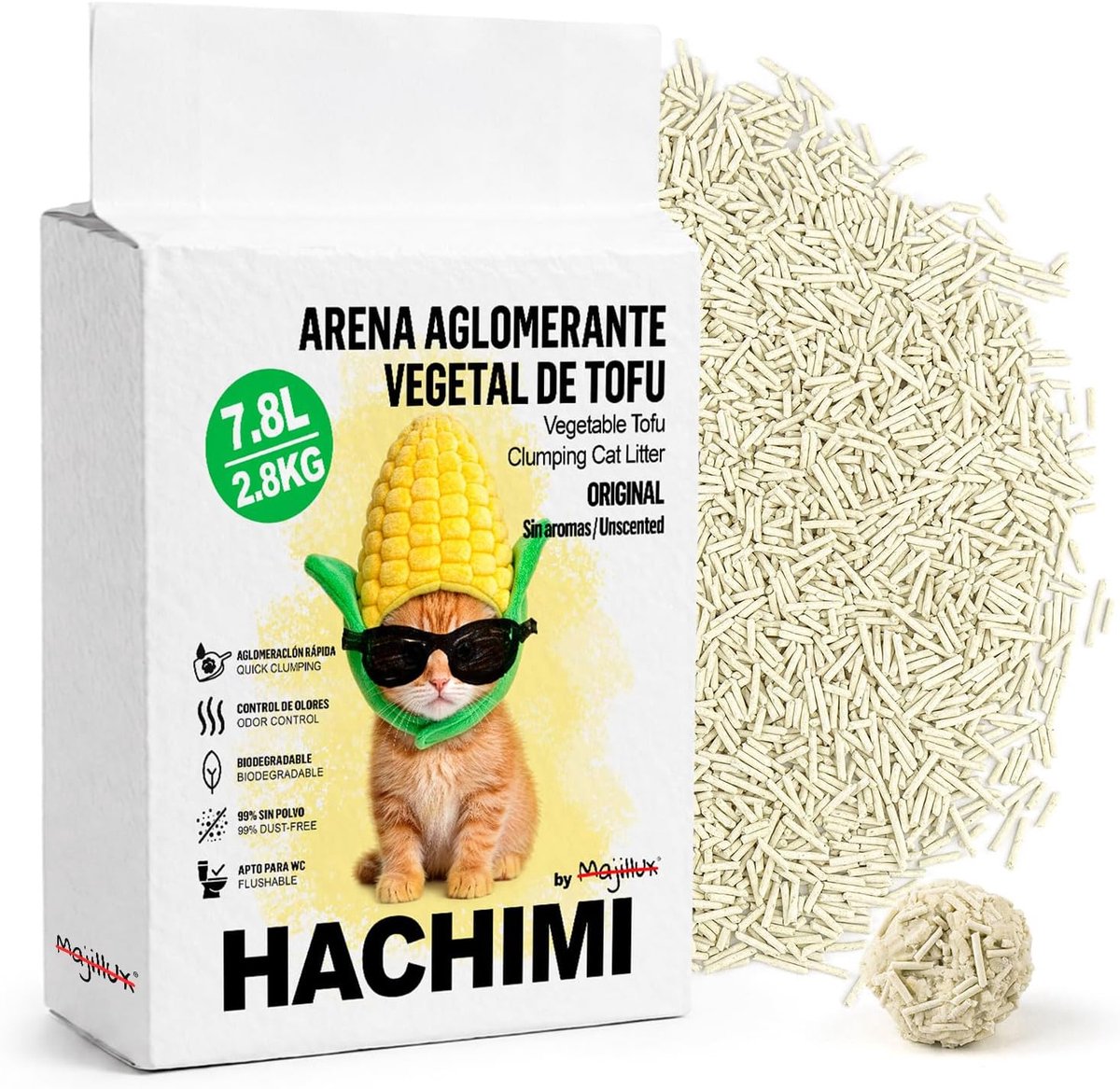 Kattenbakvulling Tofu 2.8 kg - Fijne korrels 0.3 cm - Plant ingrediënten - Geen geur - SnelShoppen