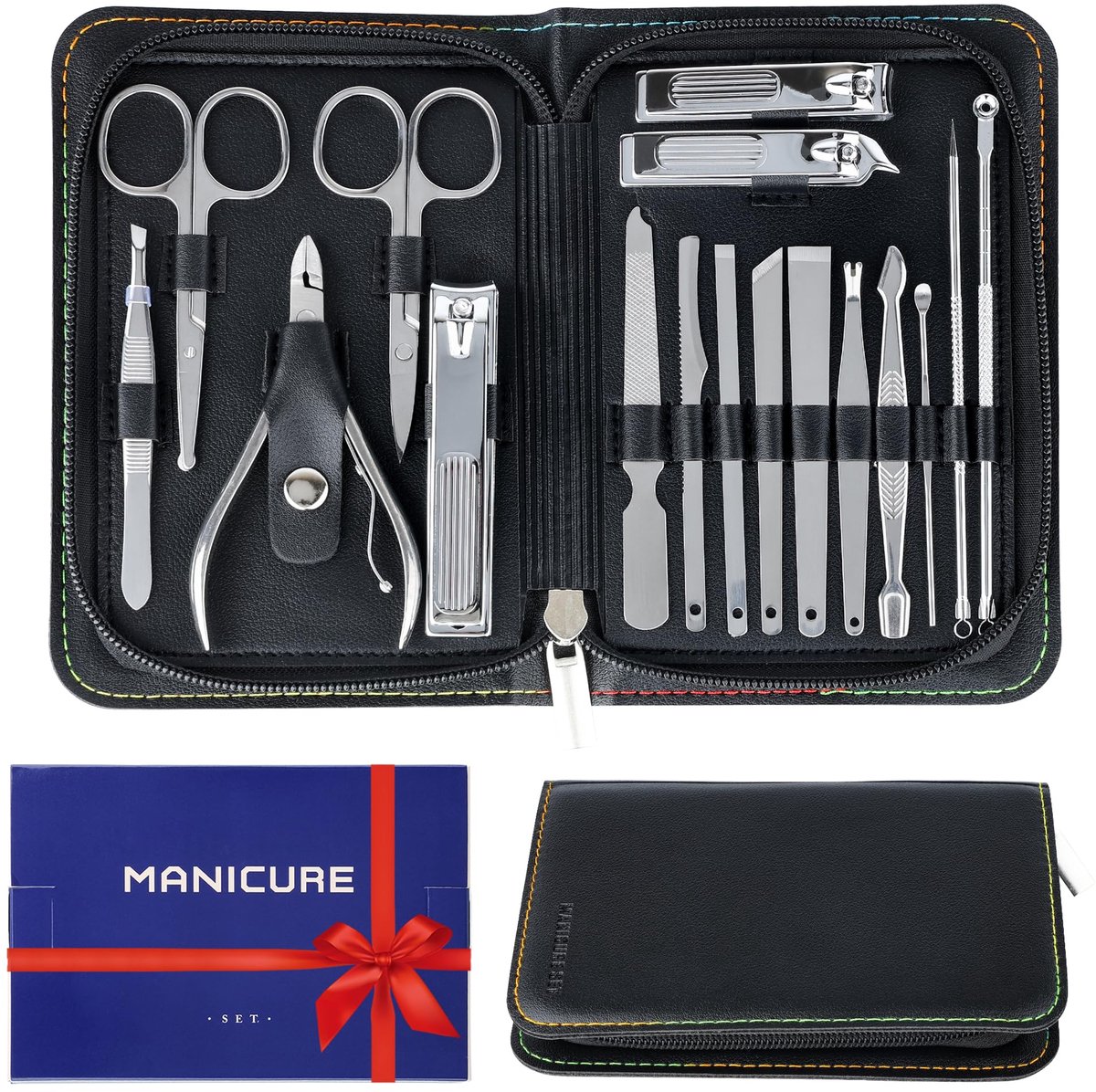 nagelknipper set 17-delig - roestvrij staal - met etui - ideaal voor thuis en reis - ShopVlot