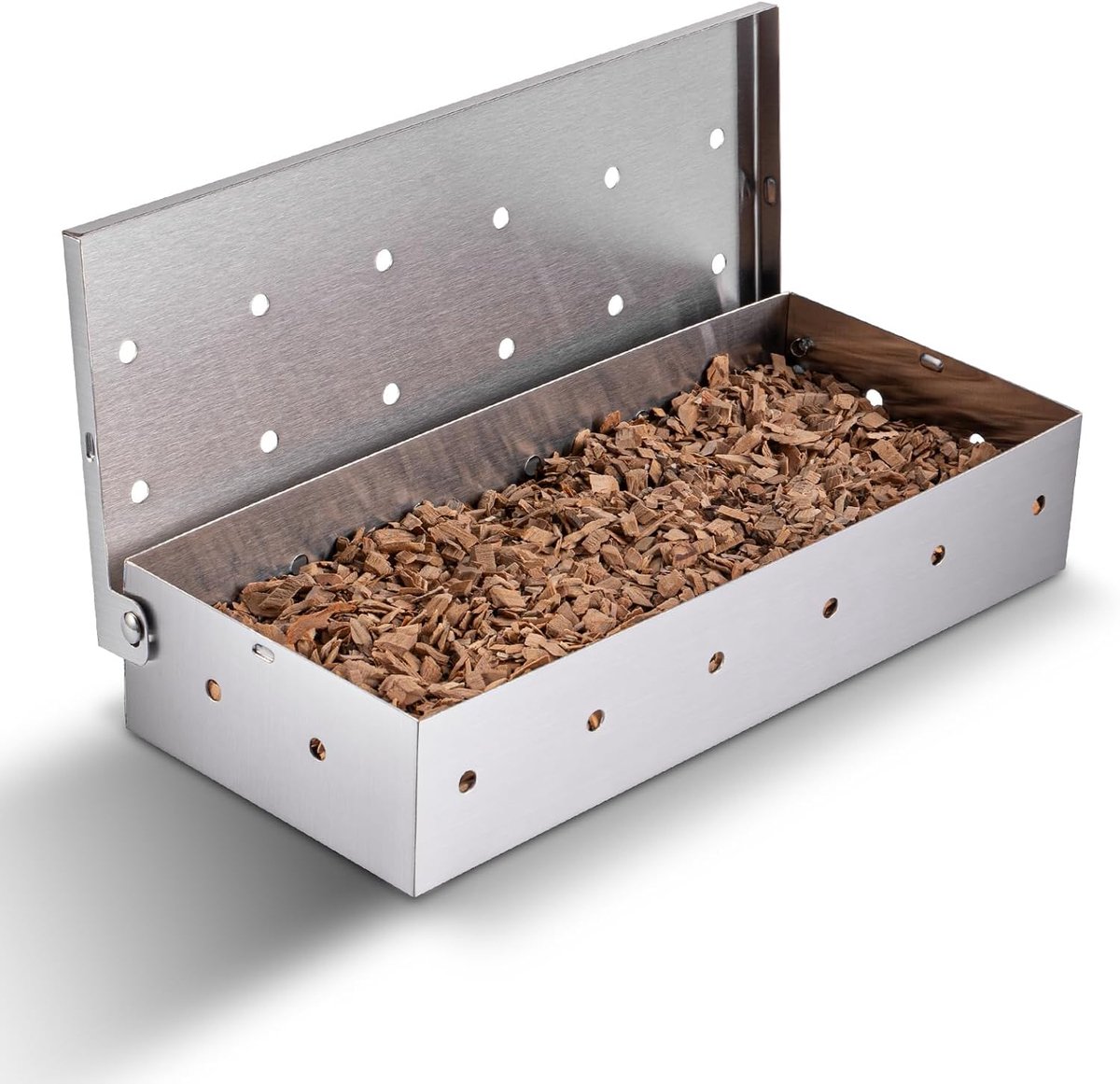 Rookdoos RVS 20 x 9,5 x 4 cm - Geschikt voor gas- en houtskoolgrill - Ideaal voor vis en groenten - ShopVlot