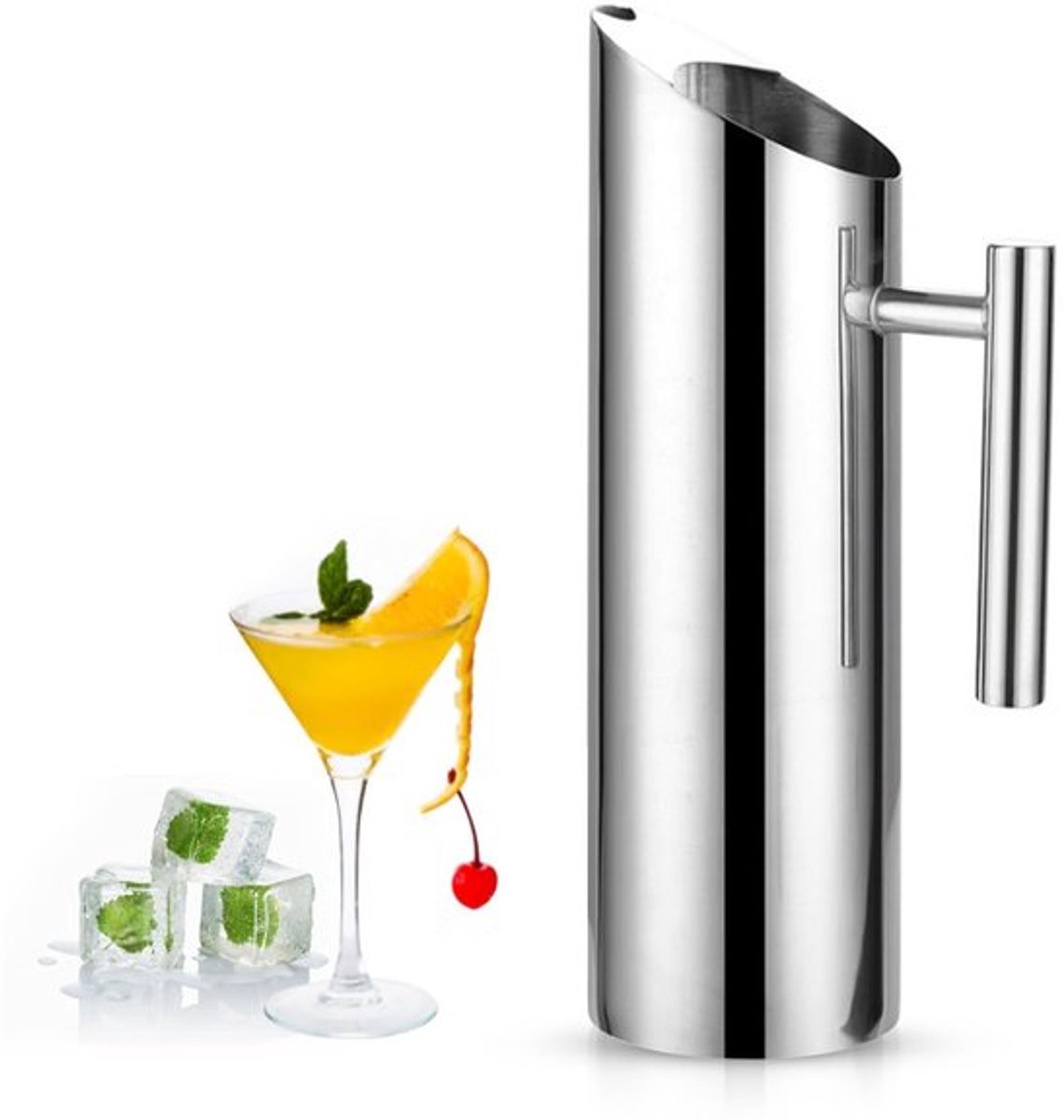 Roestvrijstalen waterkan, 1L/1.5L/2L waterkan met ijsbeschermer Koude drinkkan Home Hotel waterkan (1.5L)