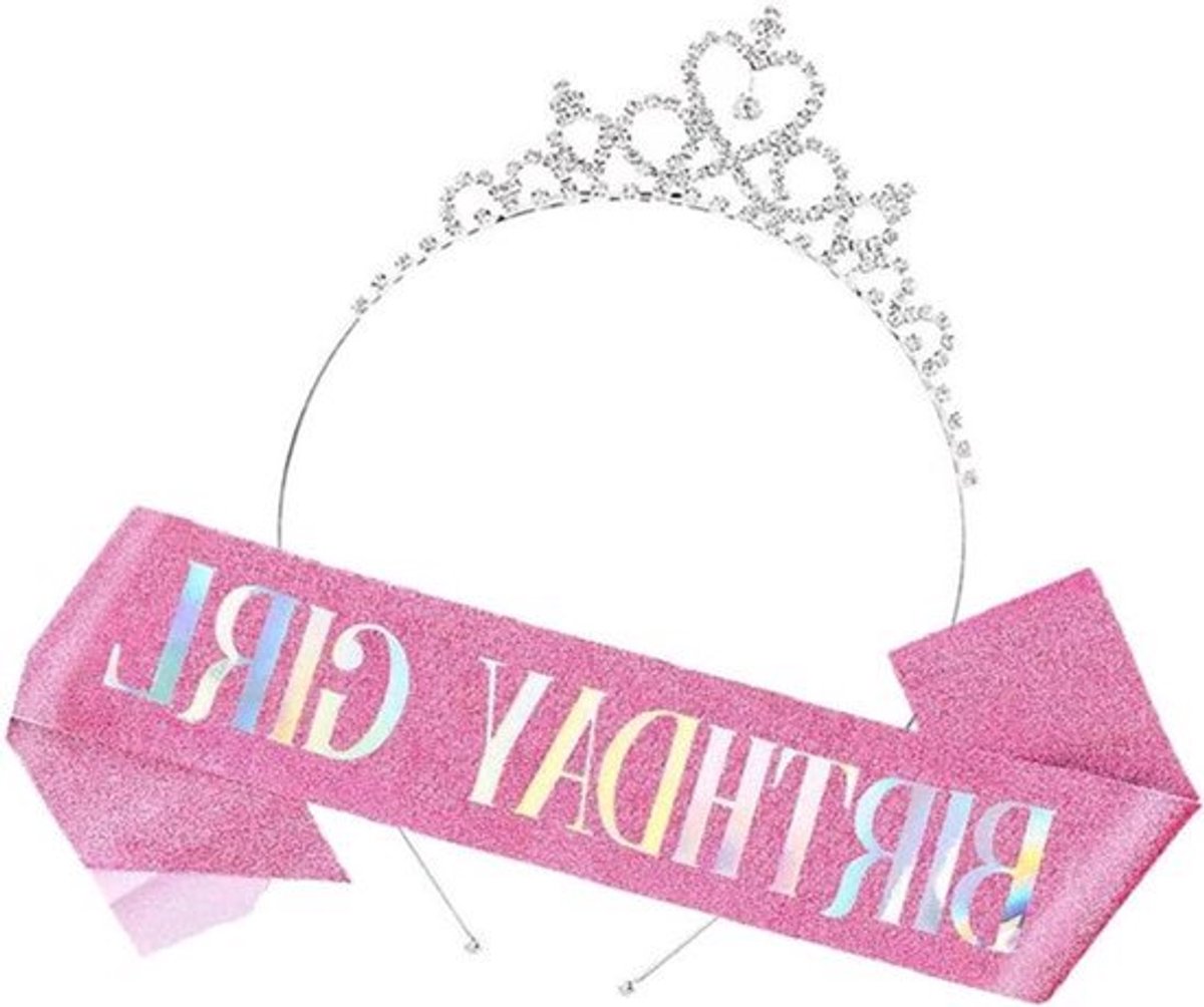 Diademen voor dames - Kronen, Tiara, Riem Verjaardagsmeisje Prinses Set voor Vrouwen en Meisjes 1CM Kunststof Cinnaber
