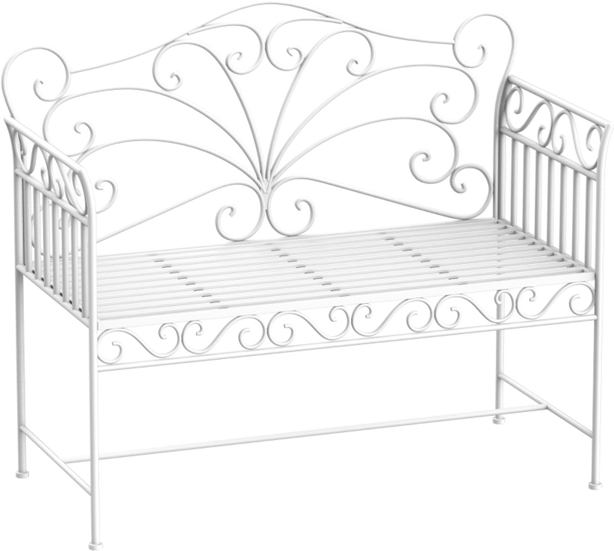 Tuinbank voor buiten 113,5x50x96 cm Wit Metaal tweepersoons tuinbank stoel voor terras en park met vintage rugleuning eenvoudig ontwerp praktisch en stijlvol voor balkon terras en tuinmeubilair