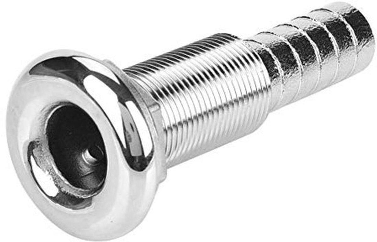 Bootschroefdraadmontage, 3/4 inch roestvrijstalen doorvoerslang met slangpilaar, marine slangpilaar met afvoer, zilver