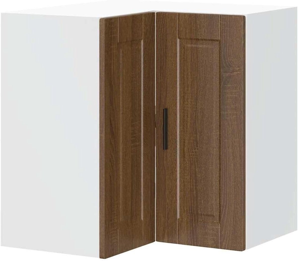 Keukenkast Hoekkast - Wandkast Keuken - Keuken Organiseren - Ruimtebesparend Ontwerp - 57 x 57 x 60 cm - Bruin Eiken