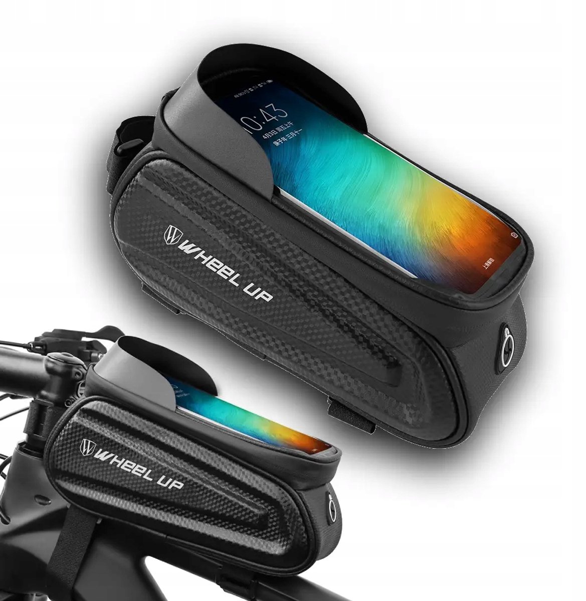 Waterdichte Fietsframetas met Telefoonhouder - 1L