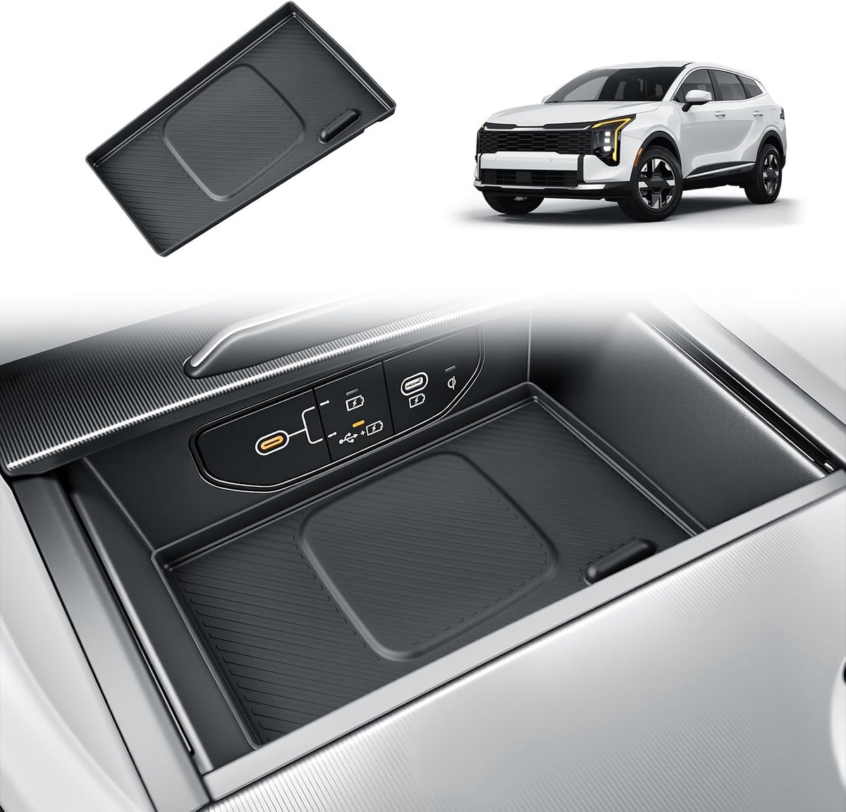 Middenconsole opbergdoos Kia Sportage NQ5 2026 - hoogwaardig ABS-kunststof - antislipmat - meer orde in uw voertuig - ShopVlot