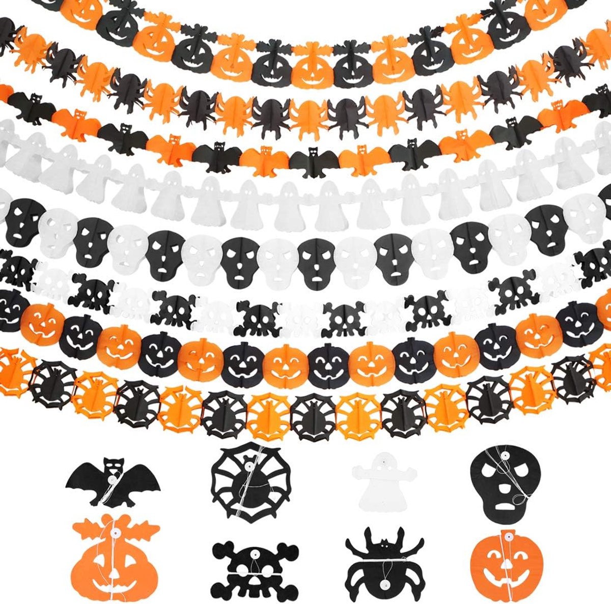 Halloween versiering - 8 stuks slingers - verschillende vormen - perfect voor feestdecoratie - ShopVlot