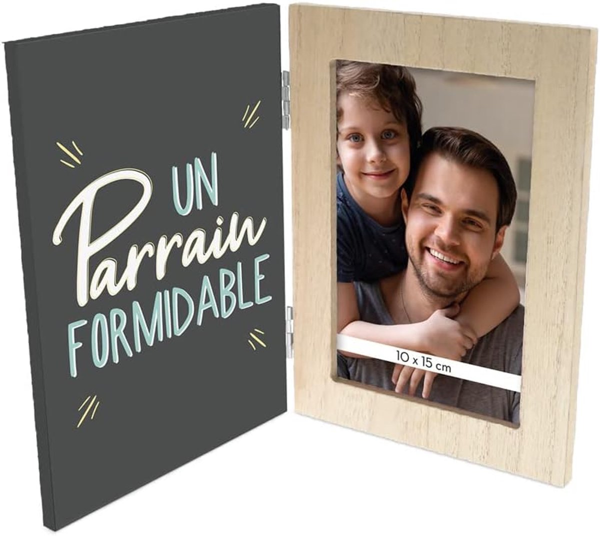 Dubbele fotolijst 26 cm - A great godfather - Hout - Perfect voor herinneringen - ShopVlot