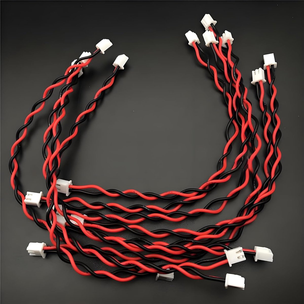Bridge cables 2P XH2.54mm - 22AWG - rood zwart gedraaid - 10 stuks voor elektronica - ShopVlot
